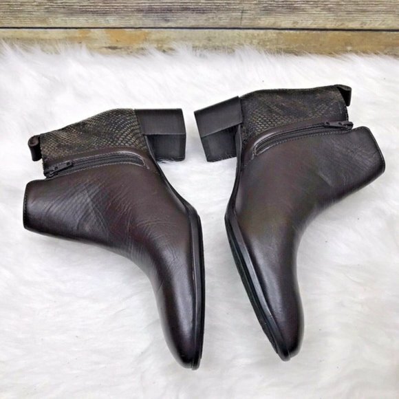 Munro Alix Bootie Ankle Heel Brown Leather Snake Print Womens Size 6W Wi… - Picture 4 of 9